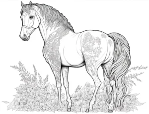 pferd-blumen-ausmalvorlage