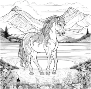 pferd-in-der-berglandschaft-ausmalvorlage