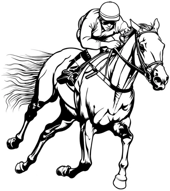 pferd-mit-reiter-rennen-ausmalvorlage