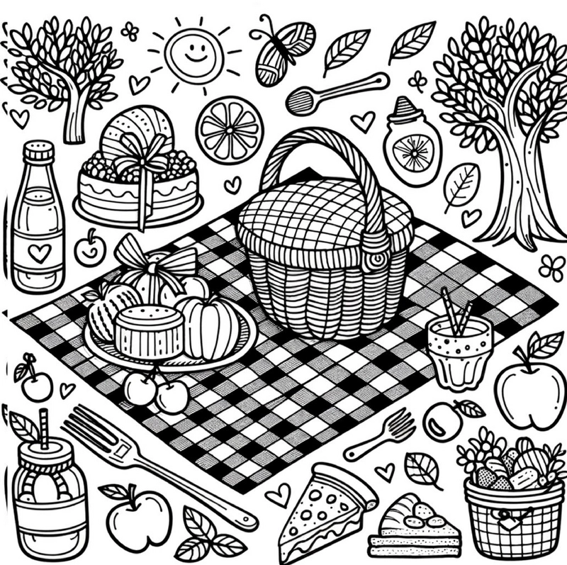 picknick-ausmalvorlage-leckereien-korb