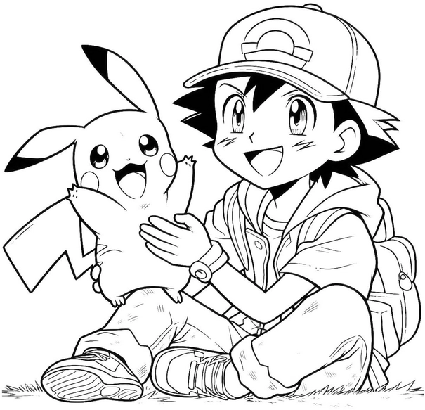 pikachu-und-junge-malvorlage-zum-ausmalen