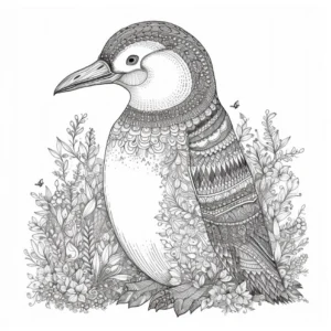pinguin-in-blumen-und-pflanzen-malen