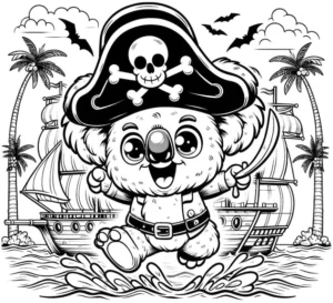 piratenkoala-ausmalvorlage-mit-schiff-und-palmen