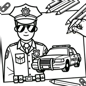 polizist-und-polizeiwagen-ausmalvorlage