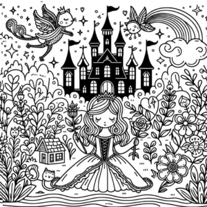 princessin-im-maerchenland-mit-schloss-und-feen