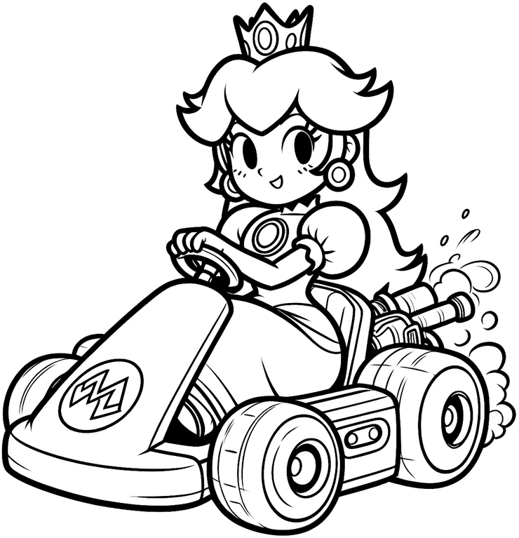 prinzessin-im-rennwagen-ausmalvorlage-kreativ