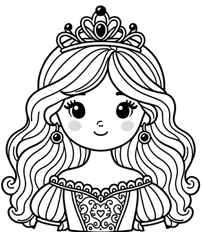 prinzessin-mit-diadem-und-kleid-ausmalen
