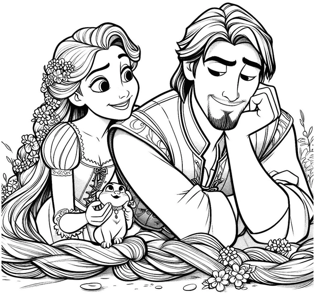 rapunzel-mit-flynn-zauberhafte-malvorlage