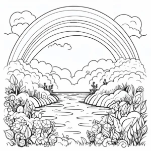 regenbogen-und-wasserlandschaft-ausmalvorlage