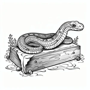 schlange-auf-holzblock-ausmalvorlage