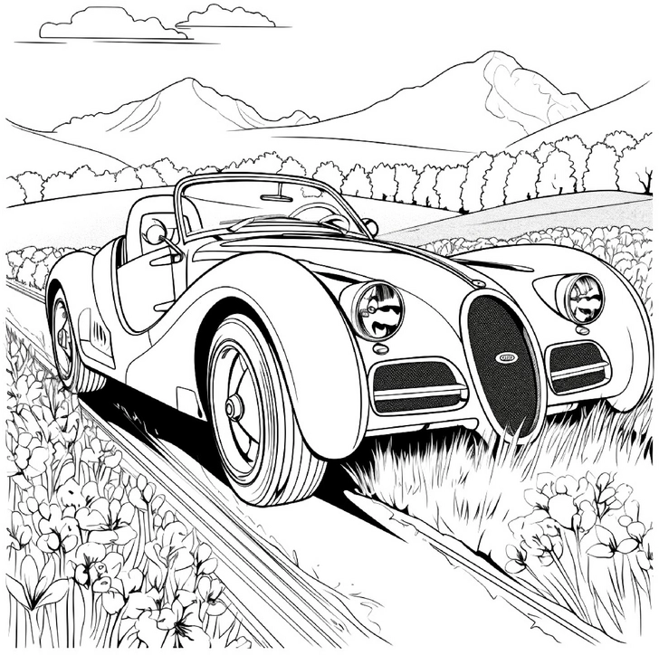 sportwagen-in-der-natur-malvorlage