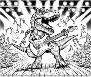 t-rex-rockmusiker-malvorlage