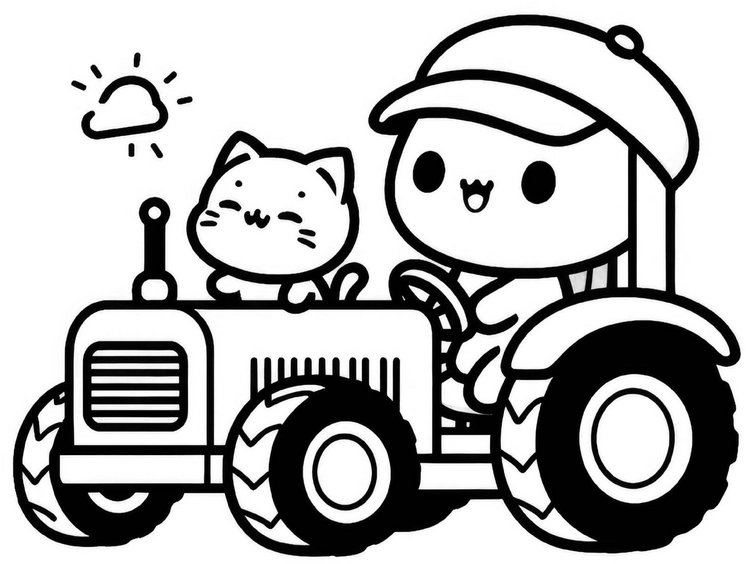 traktor-kinder-ausmalvorlage-mit-kaetzchen