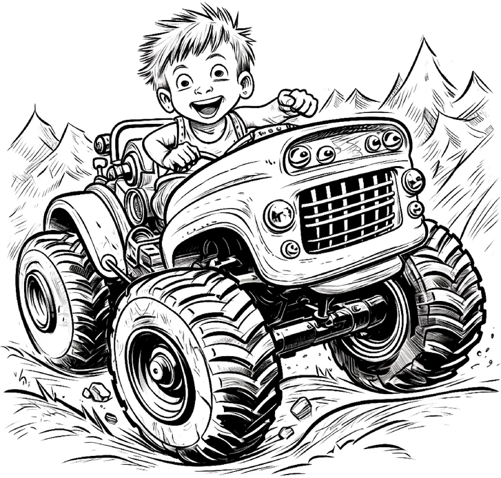 traktor-mit-jungen-in-der-natur