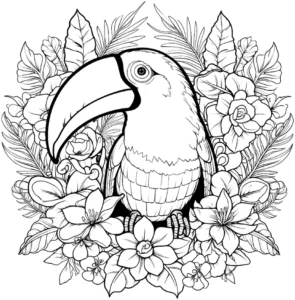 tukan-in-blumen-ausmalvorlage