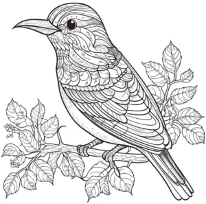 vogel-auf-einem-ast-mit-blaettern