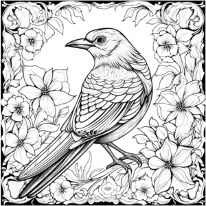 vogel-und-blumen-ausmalvorlage