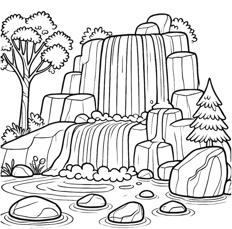 wasserfall-mit-felsen-und-baeumen-ausmalvorlage