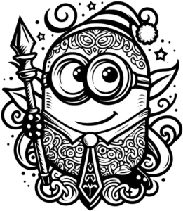 weihnachts-minion-mit-speer-ausmalvorlage