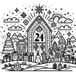weihnachtsdorf-adventskalender-ausmalvorlage