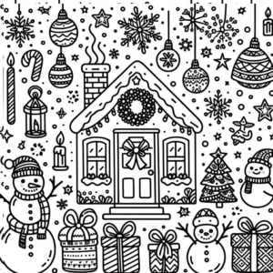 weihnachtshaus-mit-schneemaennern-und-geschenken