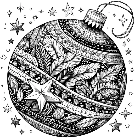 weihnachtskugel-mit-sternen-und-blaettern-ausmalbild