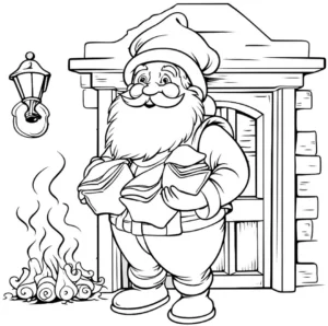 weihnachtsmann-mit-geschenken-vor-einer-tuer